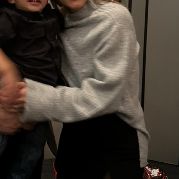 Dynamite| Grey Ribbed Mock Neck Sweater - Picture 3 of 3